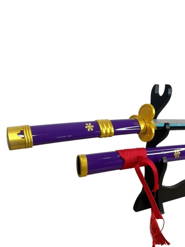Katana Madera Con Luz Led Zoro Enma Morada - Imagen 3