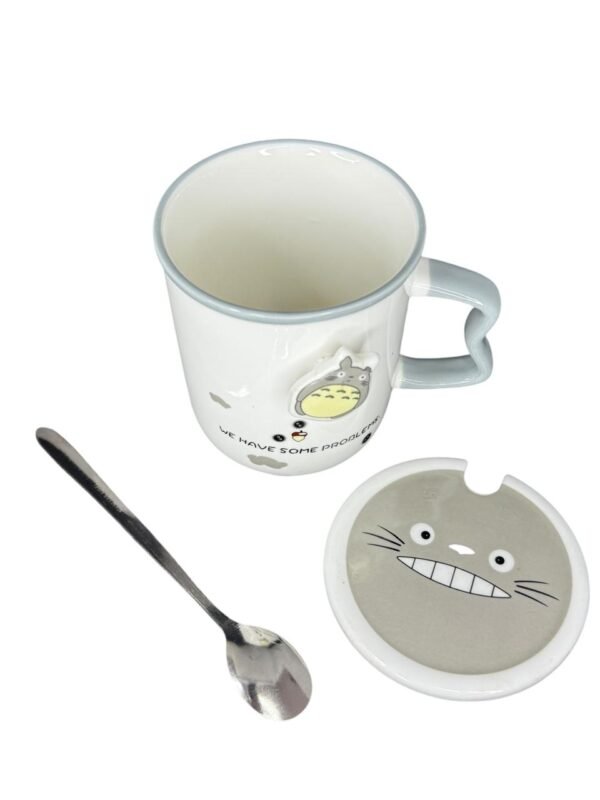 Pocillo/ Mug Totoro Con Tapa 3d + Cuchara 10cm - Imagen 3