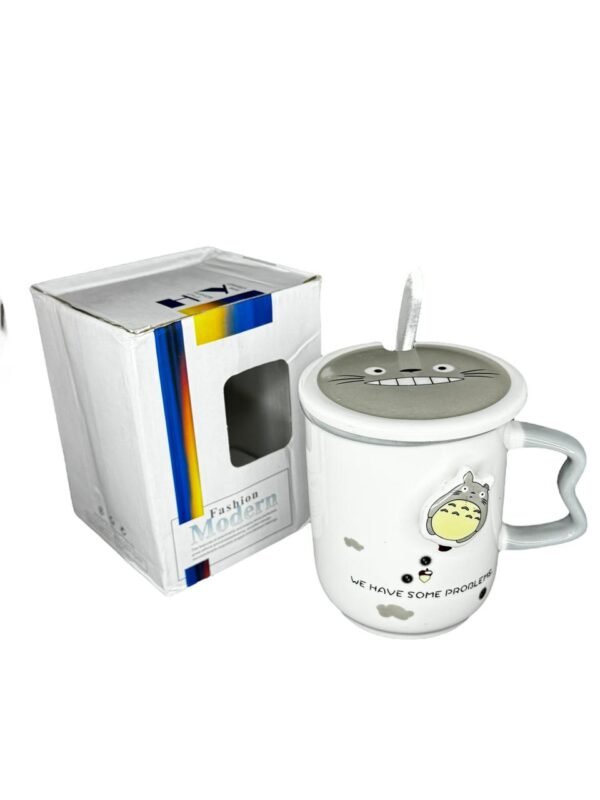Pocillo/ Mug Totoro Con Tapa 3d + Cuchara 10cm