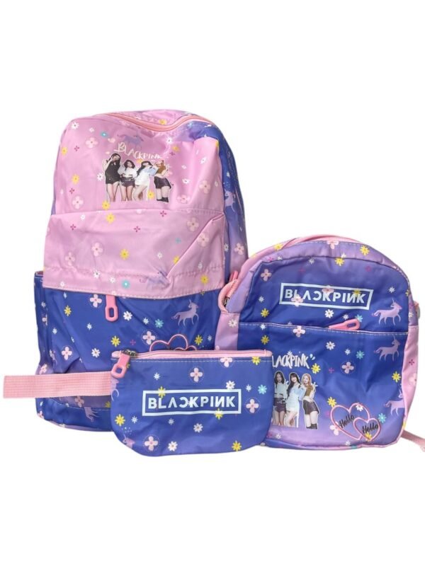 Maletas Con Cartuchera y Lonchera Black Pink