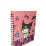 Cuaderno Argollado Una Materia Kuromi Fondo Rosado Sanrio