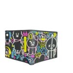 Billetera Caucho Animales Relieve Bts Negra