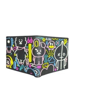 Billetera Caucho Animales Relieve Bts Negra