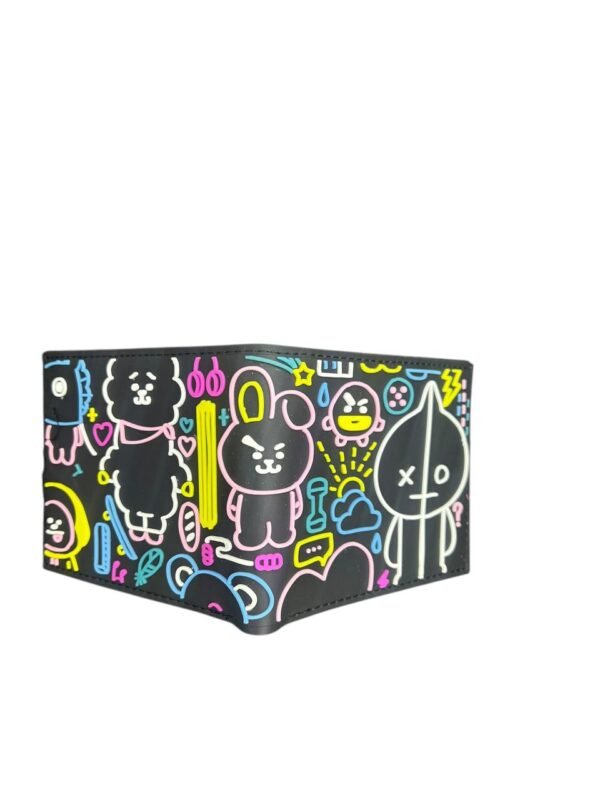 Billetera Caucho Animales Relieve Bts Negra