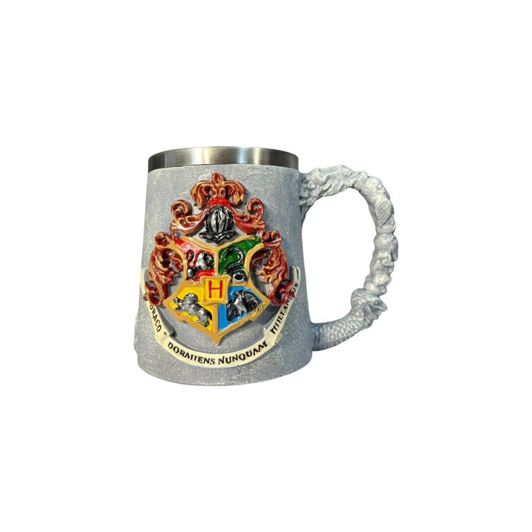 Mug Resina Gris Hogwarts Castillo-escudo Harry Potter 15cm - Imagen 3