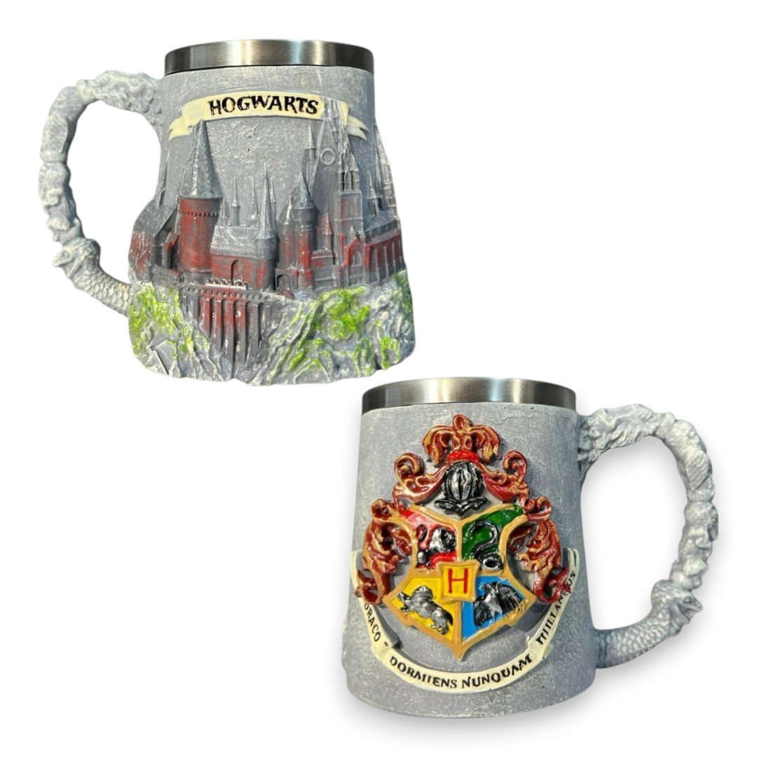 Mug Resina Gris Hogwarts Castillo-escudo Harry Potter 15cm