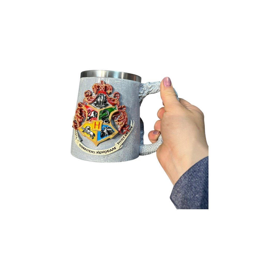 Mug Resina Gris Hogwarts Castillo-escudo Harry Potter 15cm - Imagen 5