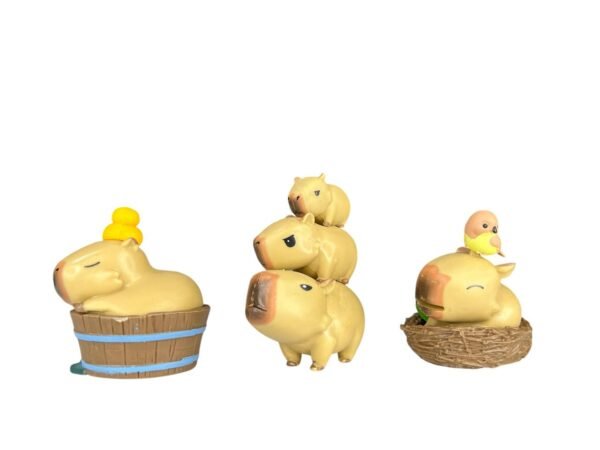 Figuras Coleccionables X7 Capibara Con Animales - Imagen 6