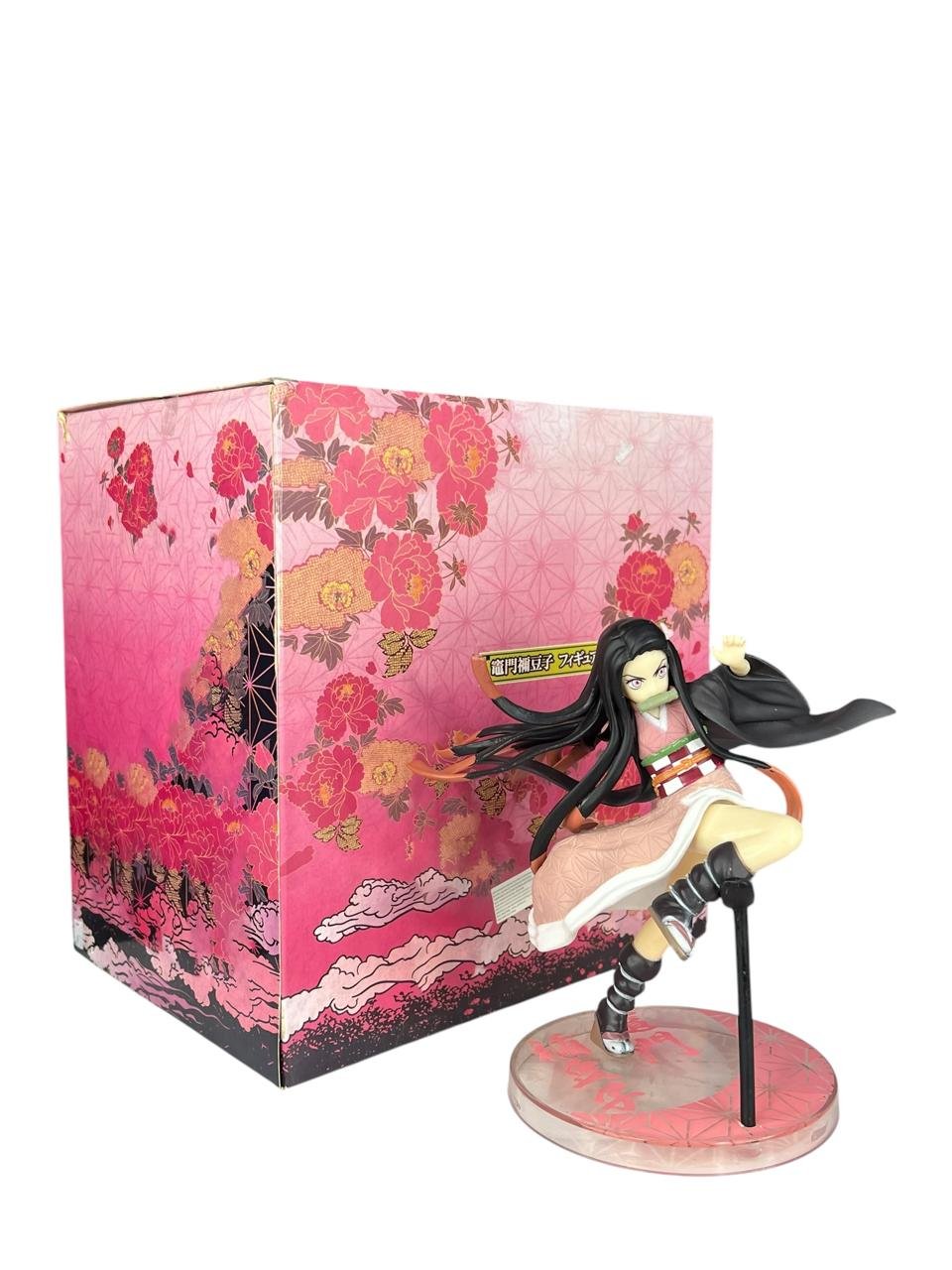 Figura Nezuko Pose Batalla 16cm Base Transparente Demon Slayer
