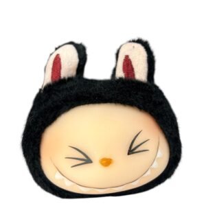 Mini  Llavero Peluche Labubu Sonriendo Negro 4cm
