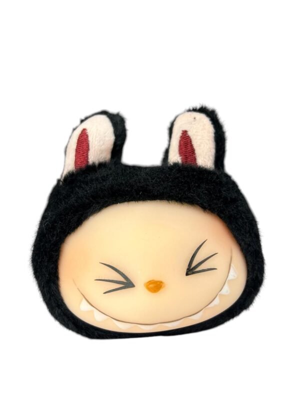 Mini  Llavero Peluche Labubu Sonriendo Negro 4cm