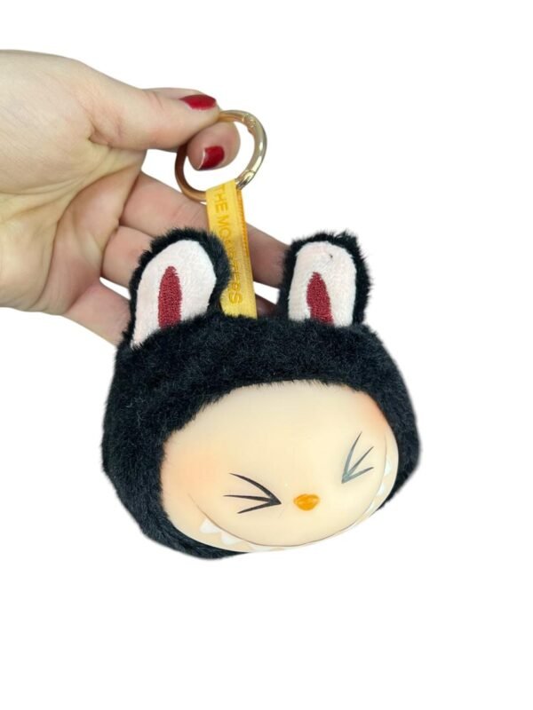 Mini  Llavero Peluche Labubu Sonriendo Negro 4cm - Imagen 4