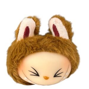 Mini  Llavero Peluche Labubu Sonriendo Marrón Claro 4cm