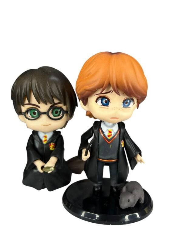 Figura Set X6 Con Escoba Y Base Negra Harry Potter Cabezones - Imagen 3