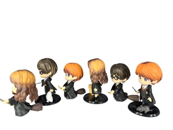 Figura Set X6 Con Escoba Y Base Negra Harry Potter Cabezones - Imagen 2