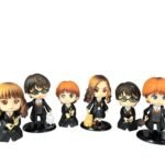 Figura Set X6 Con Escoba Y Base Negra Harry Potter Cabezones