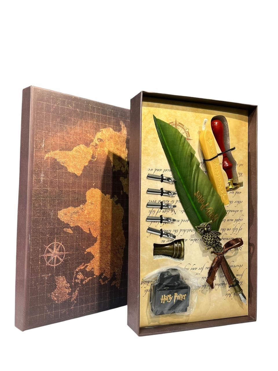 Set Bolígrafo Pluma+ Tinta+ Sellos+ Cera Harry Potter Verde - Imagen 4