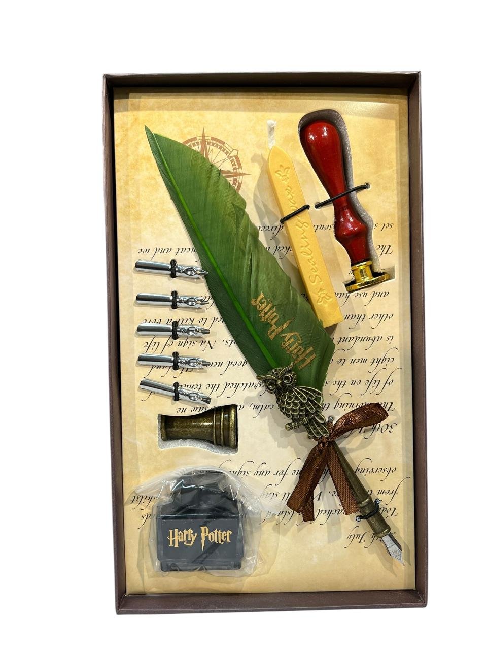 Set Bolígrafo Pluma+ Tinta+ Sellos+ Cera Harry Potter Verde - Imagen 3