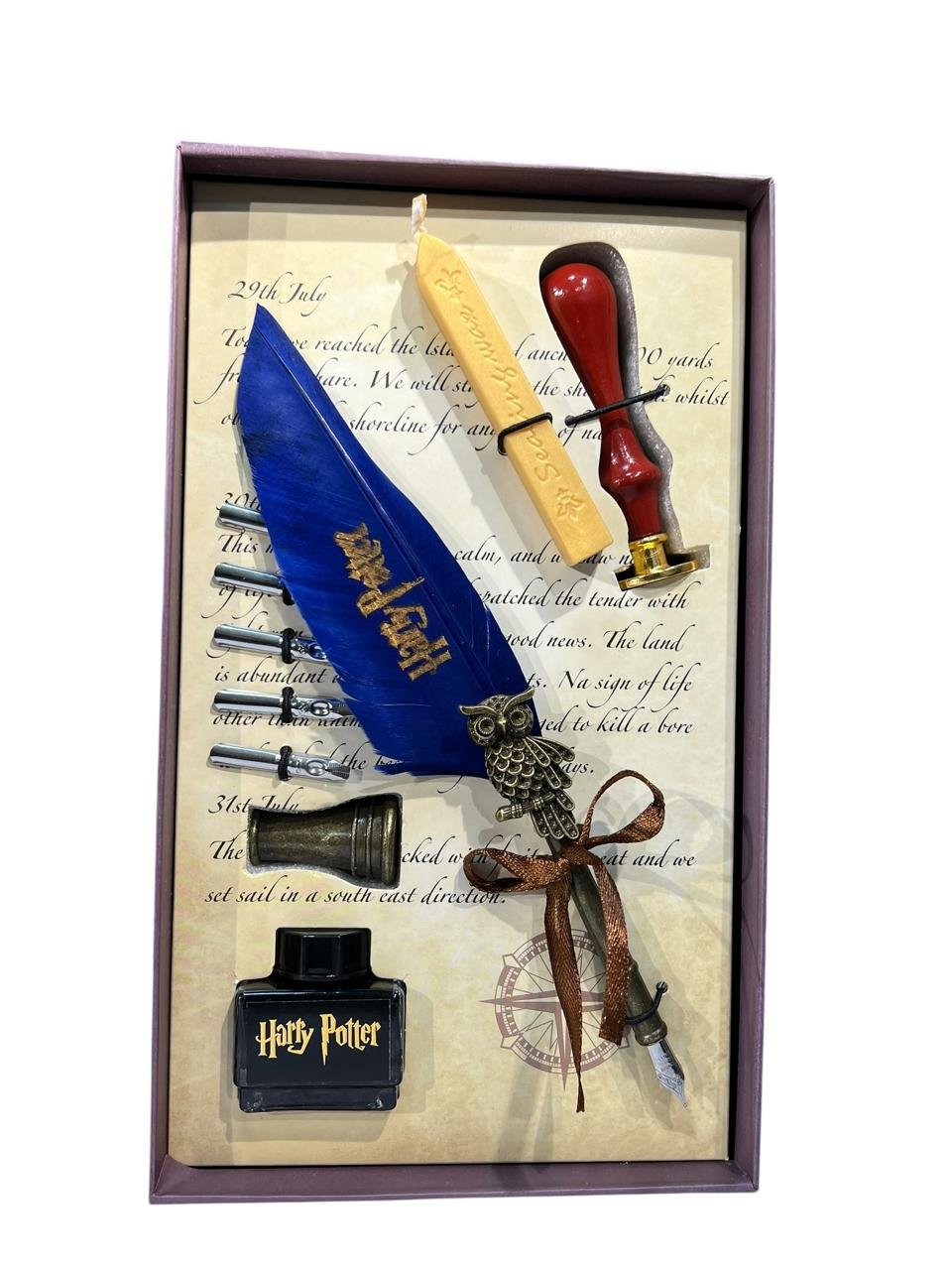 Set Bolígrafo Pluma+ Tinta+ Sellos+ Cera Harry Potter Azul - Imagen 4