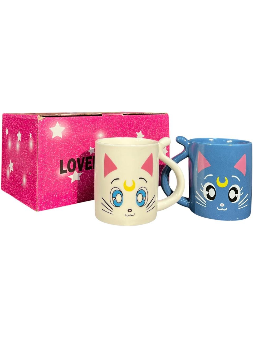 Mug X2 Luna Y Artemis 10cm Sailor Moon Blanco