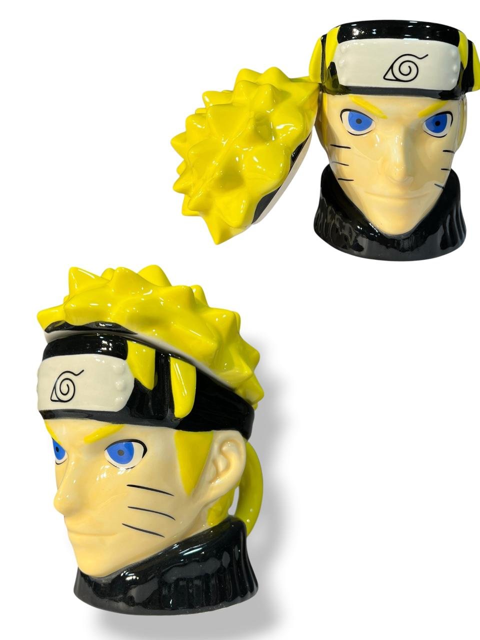 Mug Cabeza De Naruto Con Tapa 15cm Amarillo