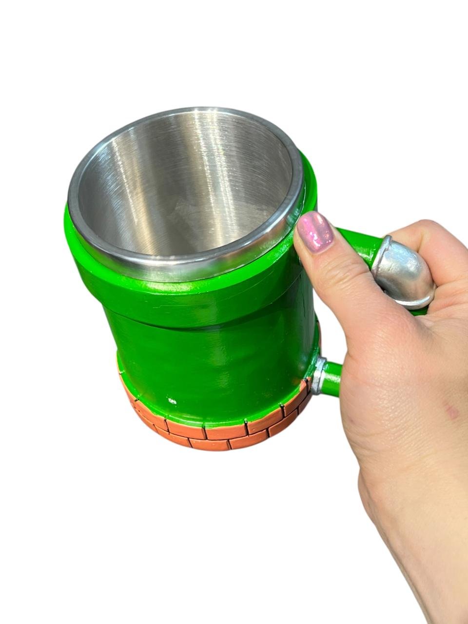 Mug Acero Barril Tubo 11 Cm Mario Bross Verde - Imagen 4