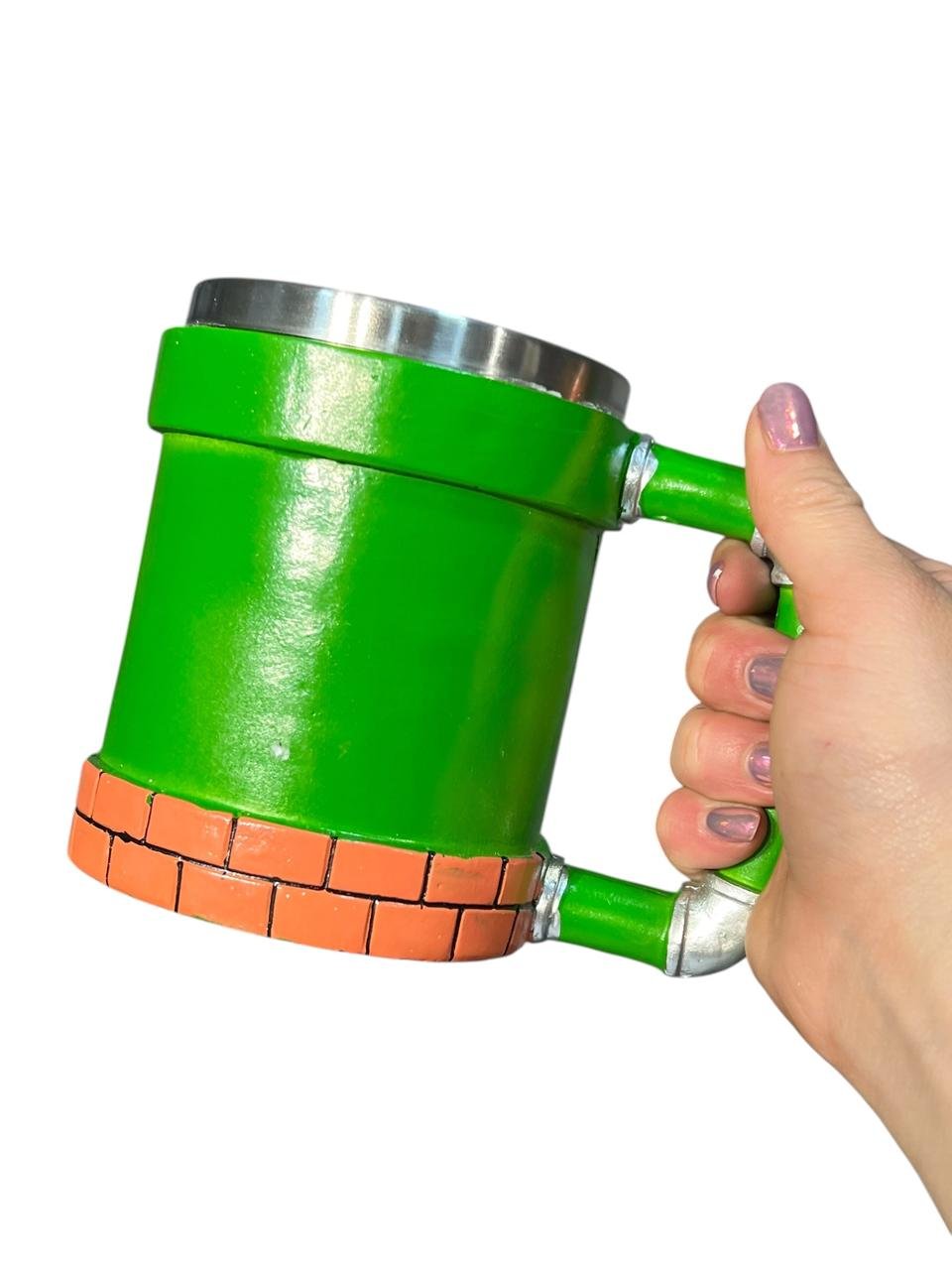 Mug Acero Barril Tubo 11 Cm Mario Bross Verde - Imagen 3