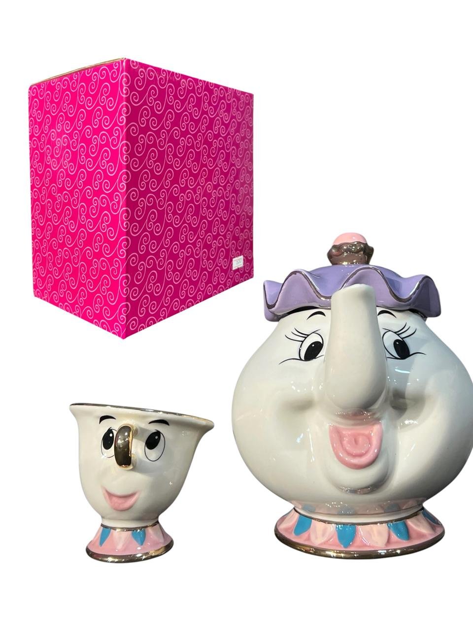 Set Tetera -taza De La Bella Y La Bestia Sra. Potts Y Chip Blanco - Imagen 2