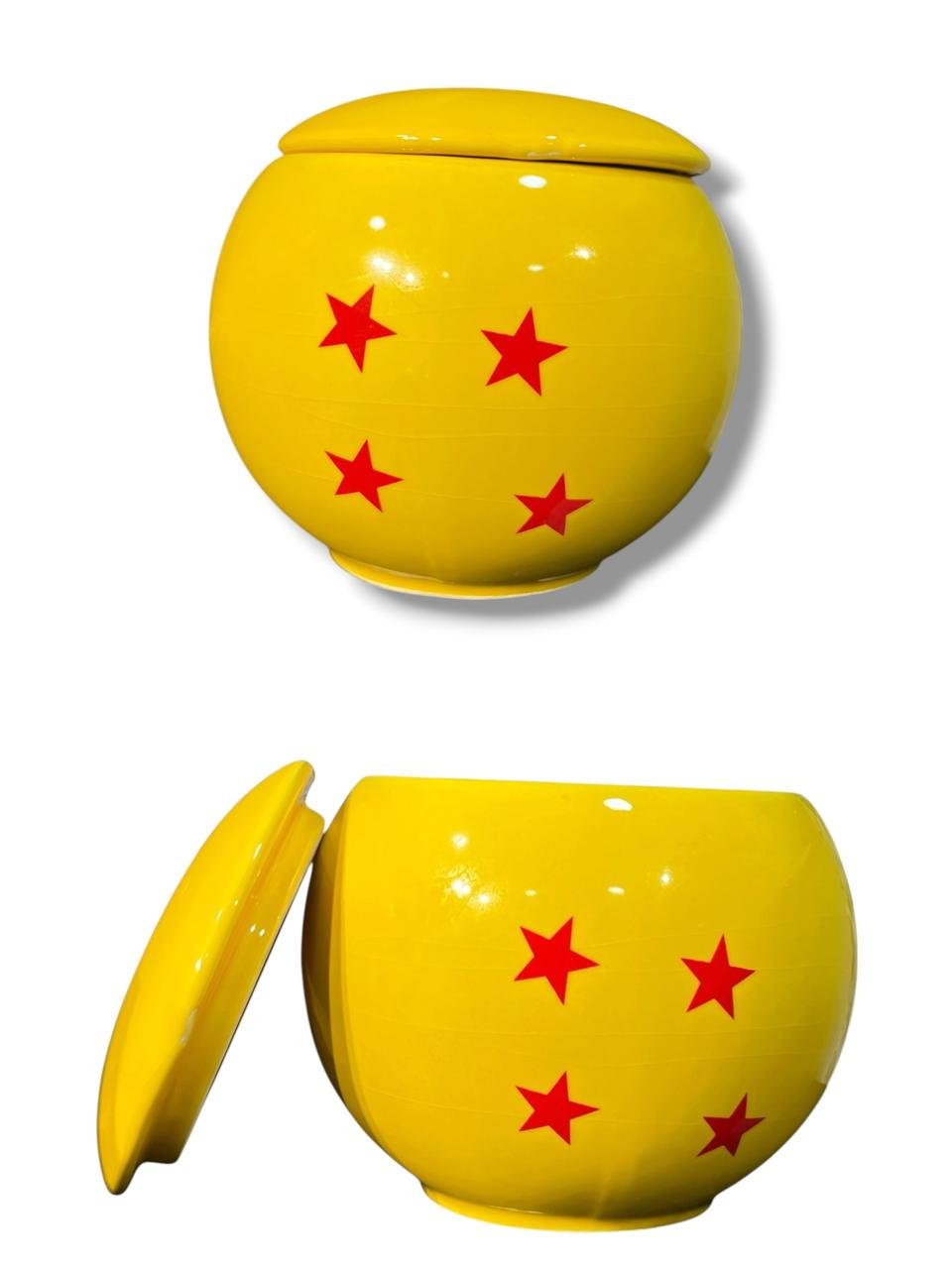 Mug Con Tapa Cuatro Esferas Goku 9.5 Cm - Dragon Ball Amarillo