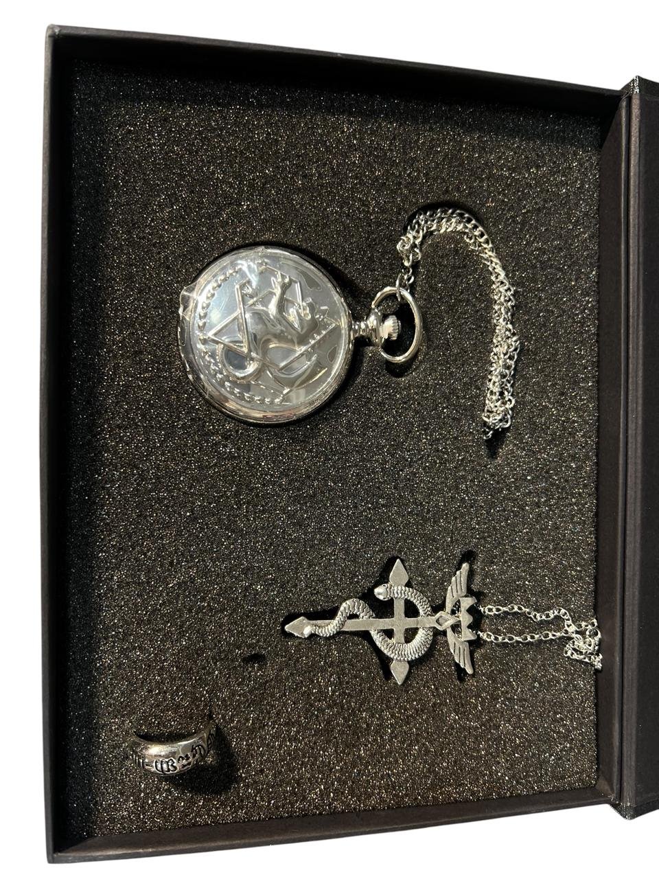 Set Reloj De Bolsillo + Collar +Anillo Full Metal - Imagen 5