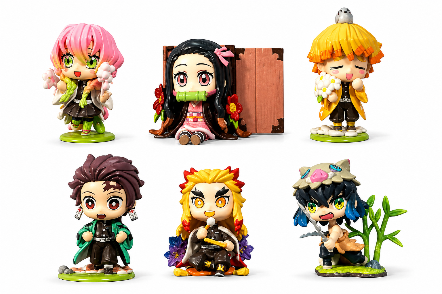 Figuras X6 Tiernos Demon Slayer 6cm Flores