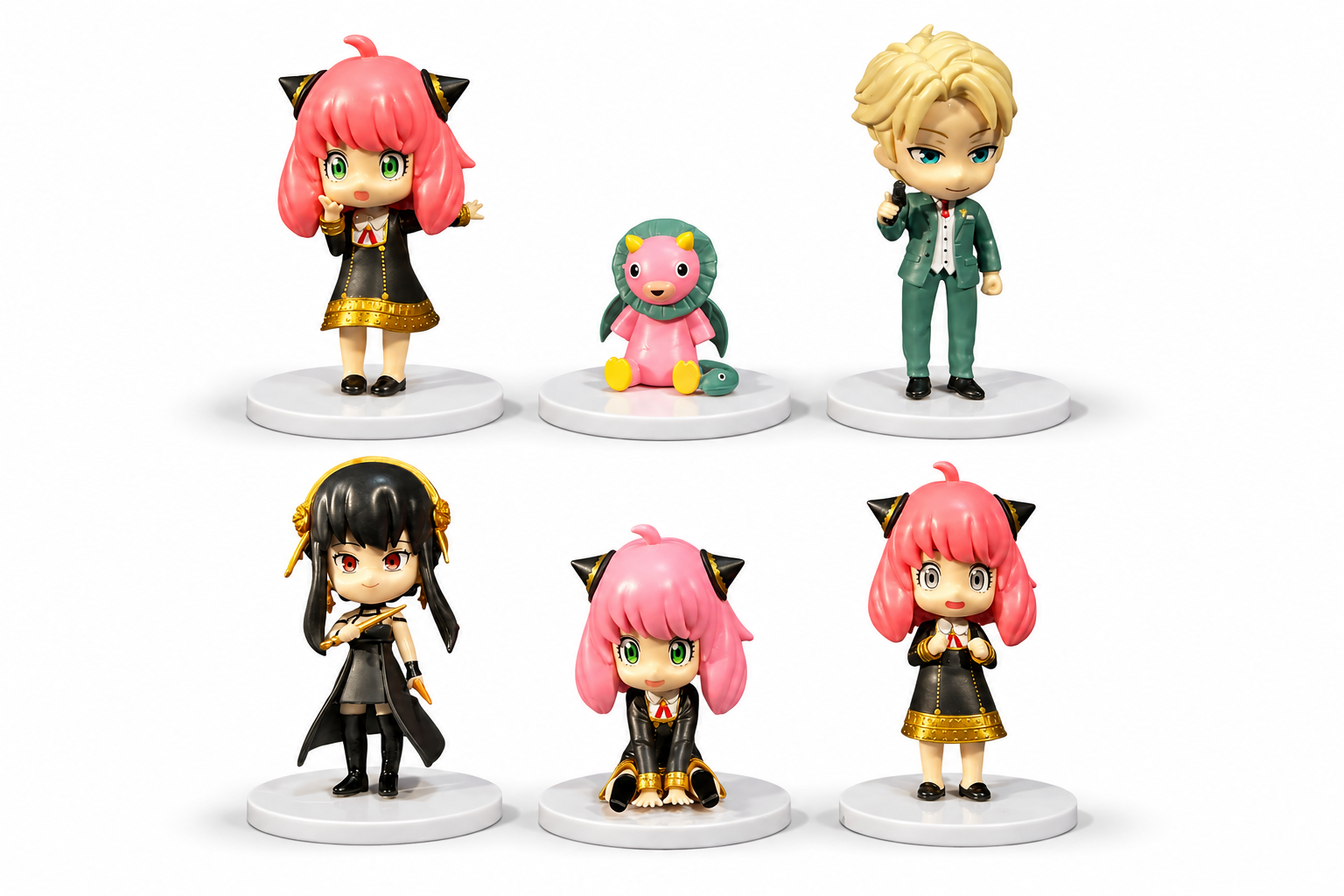 Figuras X6 Personajes Spy Family Tapa Blanca 9cm