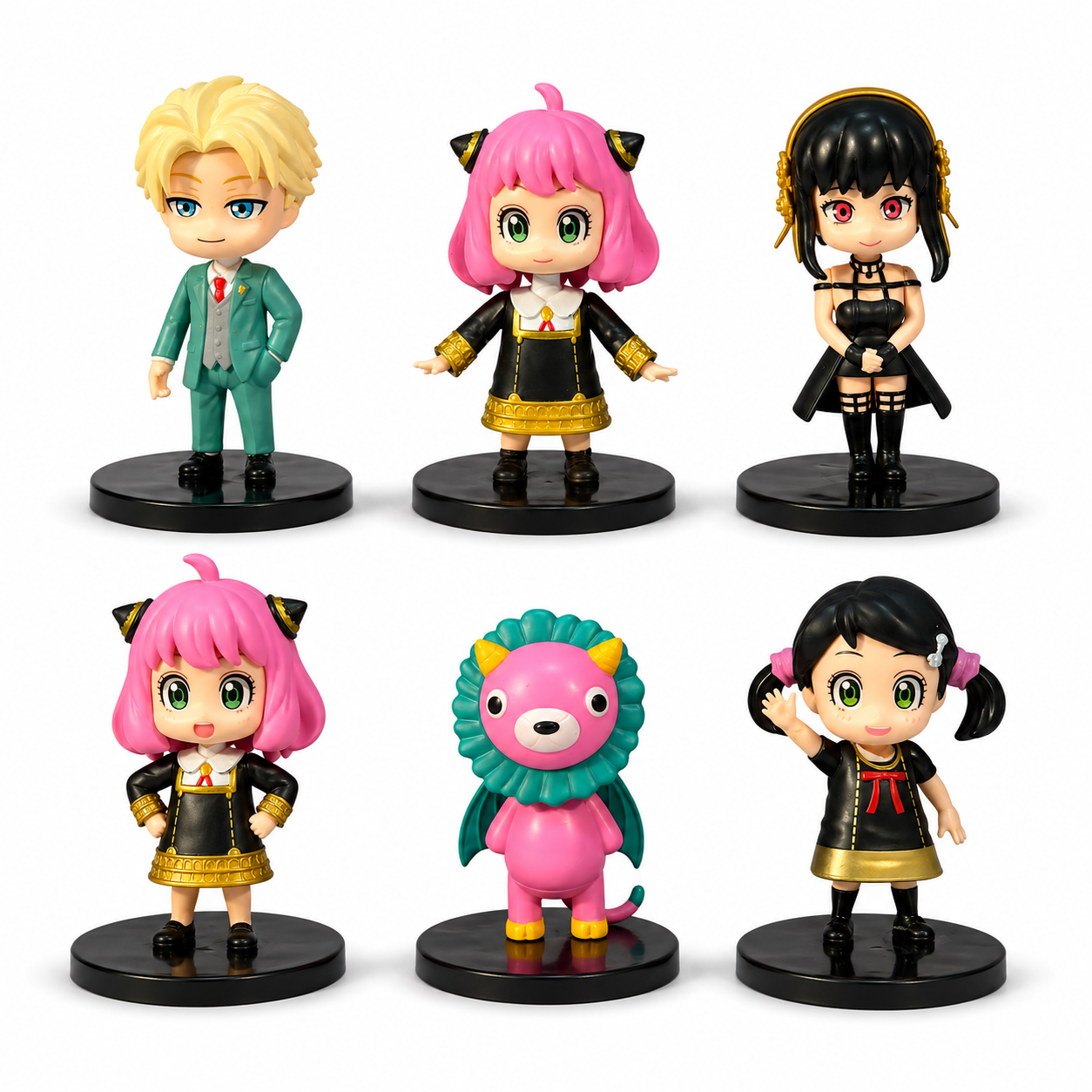 Figuras X6 Personajes Spy Family Tapa Negra 9cm